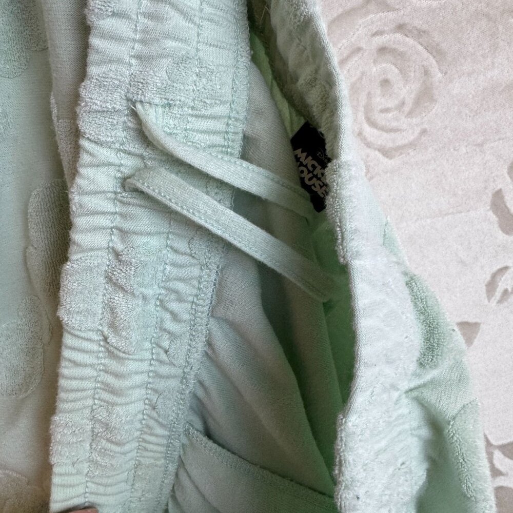 Disney Mickey Mouse Mint Green Embossed Terry Cloth Lounge Skirt Elastic Waist L - Picture 4 of 6
